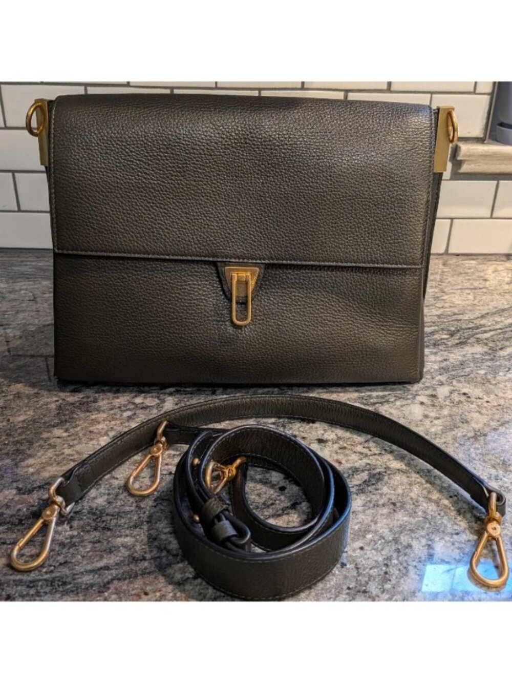 Coccinelle Olive Maxi Marvin Desir leather bag w/ shoulder & crossbody straps